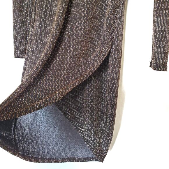 Papaya | Gold Metallic Thread Long Sleeve Dress - Picture 4 of 7